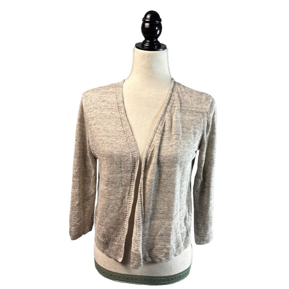 Cynthia Rowley Sweater M 100% Linen Cardigan Beige Heathered Capsule‎ Minimalist - Picture 1 of 12